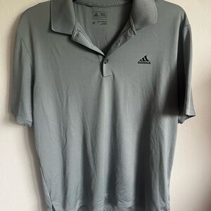 Men’s Gray Adidas Short Sleeve Golf Polo Size M - lightweight breathable active